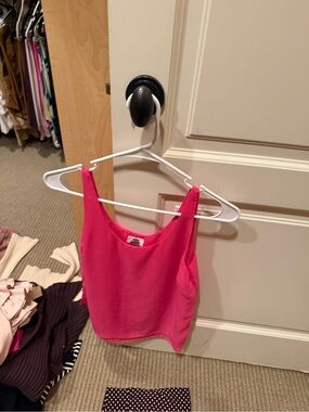 Hot Pink Sleeveless Crop Tank Top